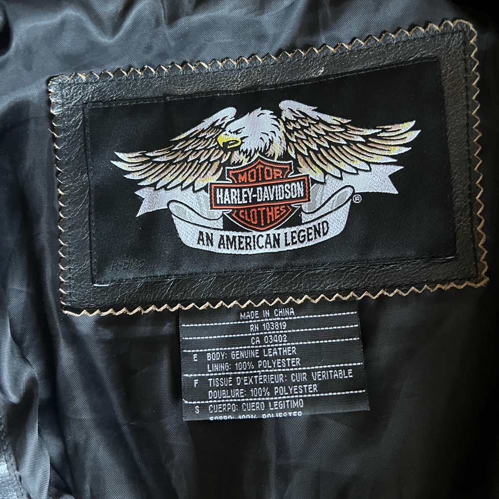 Harley-Davidson Women's Black Leather Zip Front Jacket - Picture 4 of 5